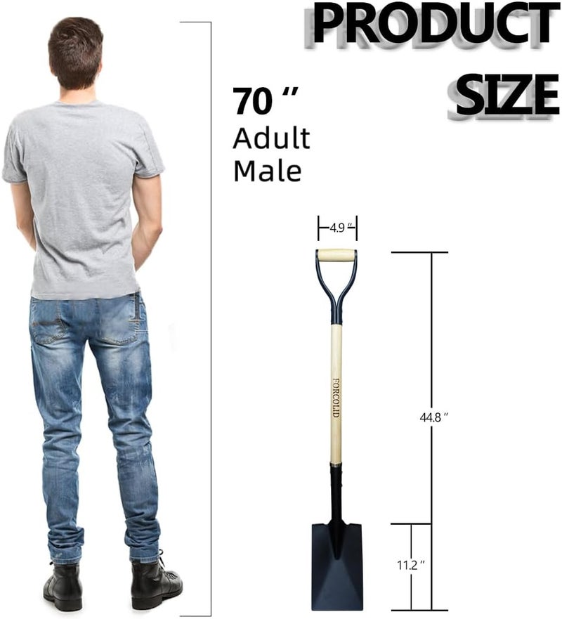 FORCOLID Spade Shovel for Digging, Edging Shovel, Lawn Edger Tool with D-Handle, Forged Steel Y-Grip, for Digging, Lawn Edging, Pruning, 45 inch Heavy Duty Weed Puller Tool - Image 4